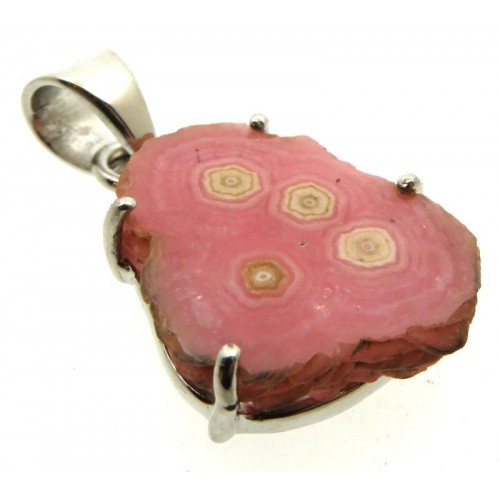 Rhodochrosite Gemstone Sterling Silver Pendant 12